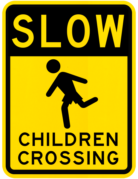 Slow Children Crossing Sign 