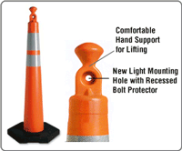 42'' Cone with 2 reflective bands and 16lbs Rubber Base