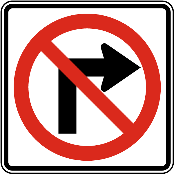 No Right Turn Sign