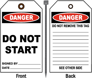 Danger Do Not Start Tag