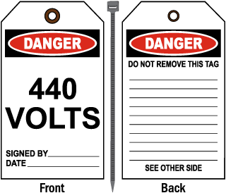 Danger 440 Volts Tag