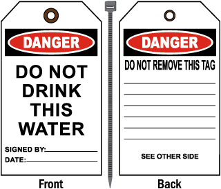 Danger Do Not Drink This Water Tag