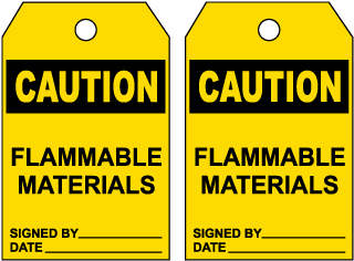 Caution Flammable Materials Tag