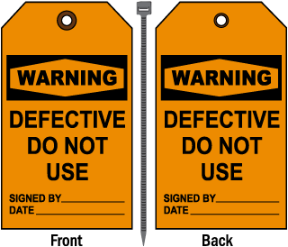Warning Defective Do Not Use Tag