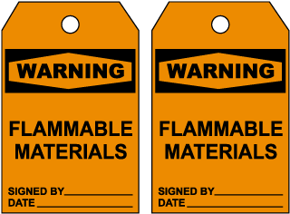 Warning Flammable Materials Tag