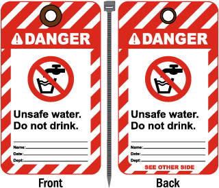 Danger Unsafe water Do not drink Tag