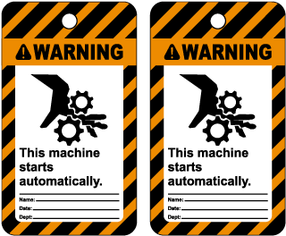 Warning This machine starts automatically Tag