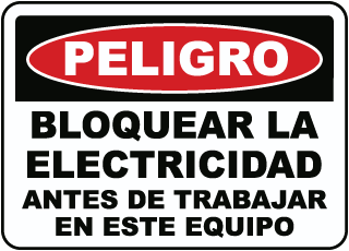 Peligro, bloquear la electricidad antes de trabajar en este equipo