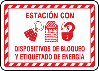 Estacion con dispositivos de bloqueo y etiquetado de energia