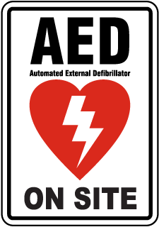 AED Automated External Defibrillator On Site Label