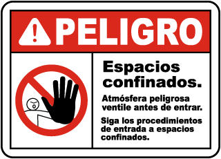 Peligro Espacios confinados. Atmosfera peligrosa ventile antes de entrar sign