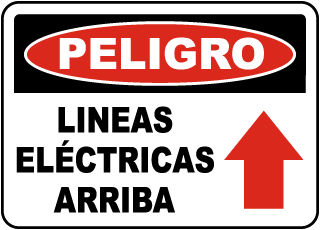 Peligro, Lineas electricas arriba. sign