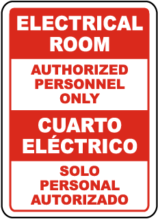 Electrical Room Authorized Personnel Only sign