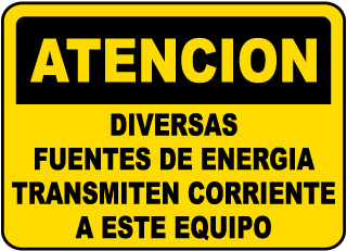 Atencion Diversas Fuentes De Energia Transmiten Corriente A Este Equipo sign