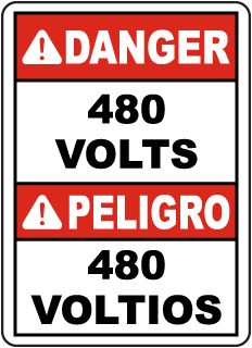 Danger 480 Volts sign