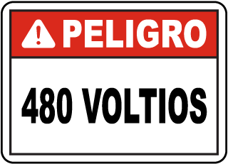 Peligro, 480 voltios sign