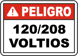 Peligro, 120/208 Voltios sign