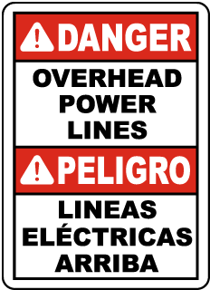 Danger Overhead Power Lines sign