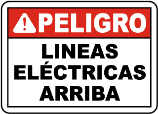 Peligro, Lineas electricas arriba. sign