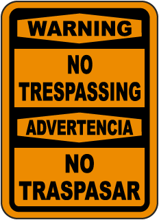Warning No Trespassing Advertencia No Traspasar Sign