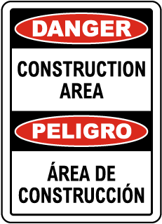 Danger Construction Area sign