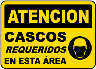 Atencion, Cascos requeridos en esta area. sign