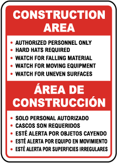 Construction Area Authorized Personnel Only Hard Hats Required Watch For Falling sign