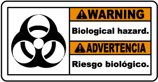 Warning Biological hazard - Advertencia Riesgo biologico bilingual sign