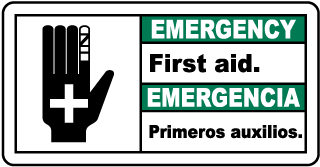 Emergency First aid - Emergencia Primeros auxilios bilingual sign