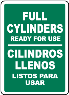 Full Cylinders. Ready for Use / Cilindros Llenos. Listos para usar sign