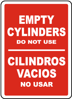 Empty Cylinders. Do Not Use / Cilindros Vacios No Usar sign