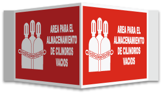 Area para el almacenamiento de cilindros vacios sign