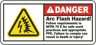 Arc flash label-Danger Arc flash hazard! Follow all requirements in NFPA 70E for safe work practices
