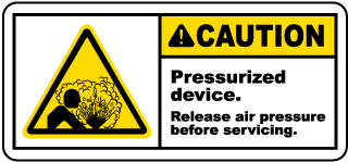 Caution Pressurized device Release air pressure before servicing label