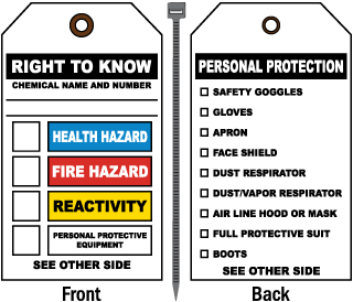 Right To Know/PPE NFPA Tag