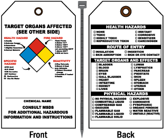 Right To Know/Target Organs Affected Tag