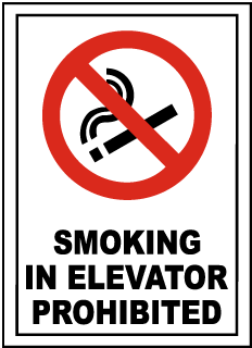 Smoking In Elevator Prohibited Sign