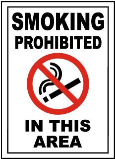 Smoking Prohibited In This Area Sign