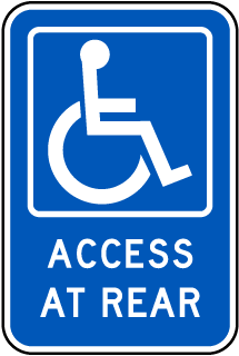 Handicapped Parking Sign-Access At Rear
