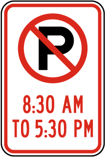 8:30 AM To 5:30 PM Sign with ''P'' symbol