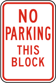 No Parking In This Block Sign