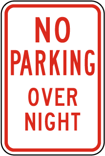 No Parking Over Night Sign