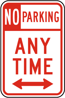 No Parking Any Time Sign with double arrow