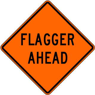 Flagger Ahead Sign 