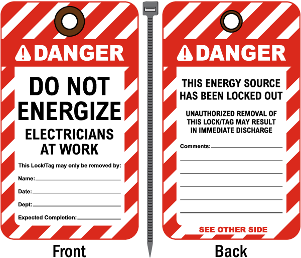 Do Not Energize Electricians at Work Tag B5801 by