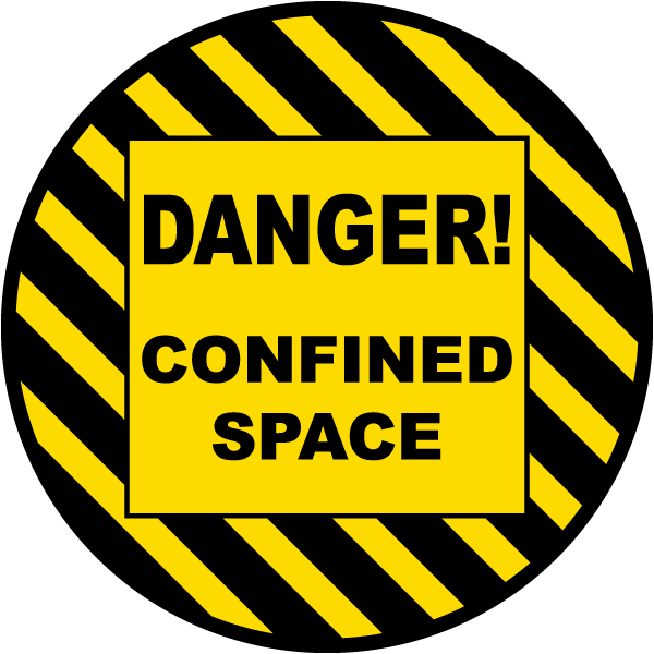 Danger Confined Space Floor Sign E1384 - by SafetySign.com