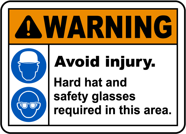 Avoid Injury Hard Hat Safety Glasses Sign I2045 - by SafetySign.com