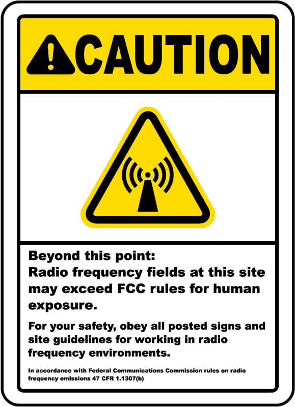 Caution Beyond This Point RF Fields Sign