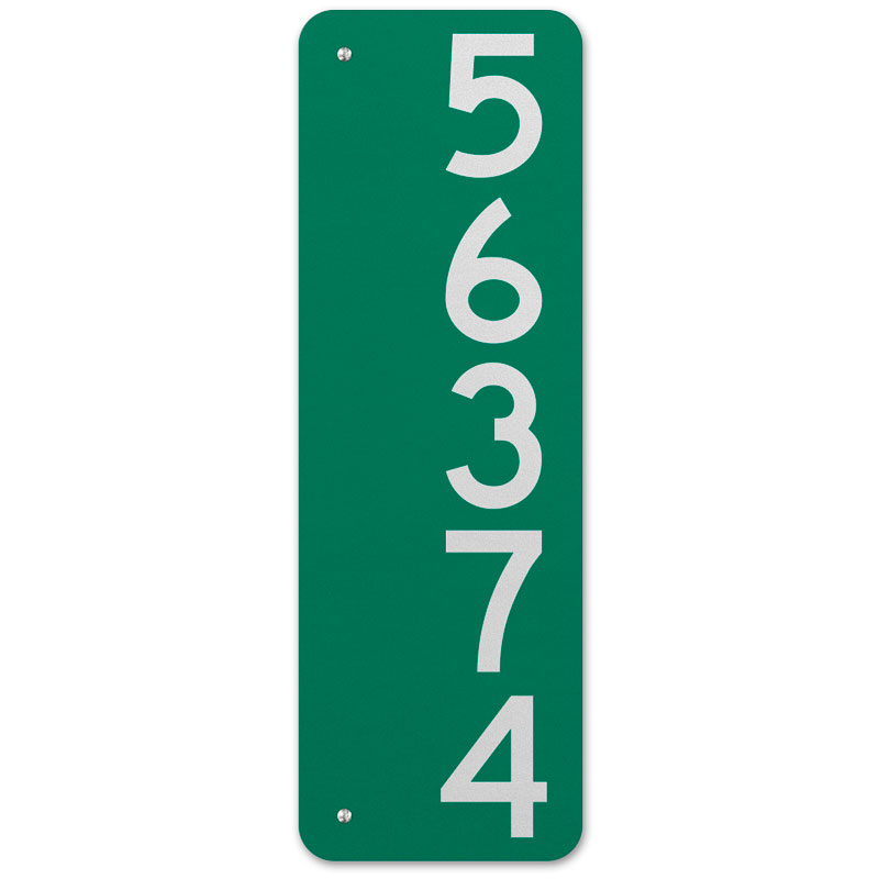 Green Vertical 911 Address Sign plus Arrow (1-Sided)