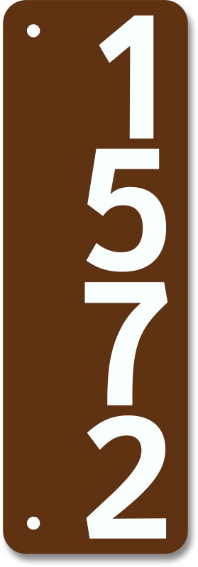 Brown Vertical 911 Address Sign plus Arrow (1-Sided)